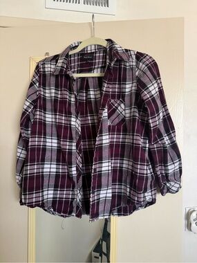 Well Worn Plaid Button-Up in Burgundy & White